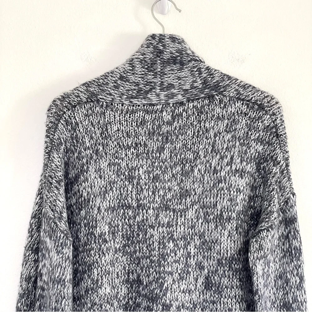 Wooden Ships Mohair Wool Blend Marled Knit Open Front Cardigan Sweater Grey S/M